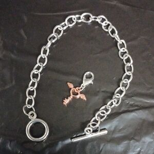 4/$60 New Toggle Charm Bracelet with Winged Heart Key Charm - Hand-Made Charm